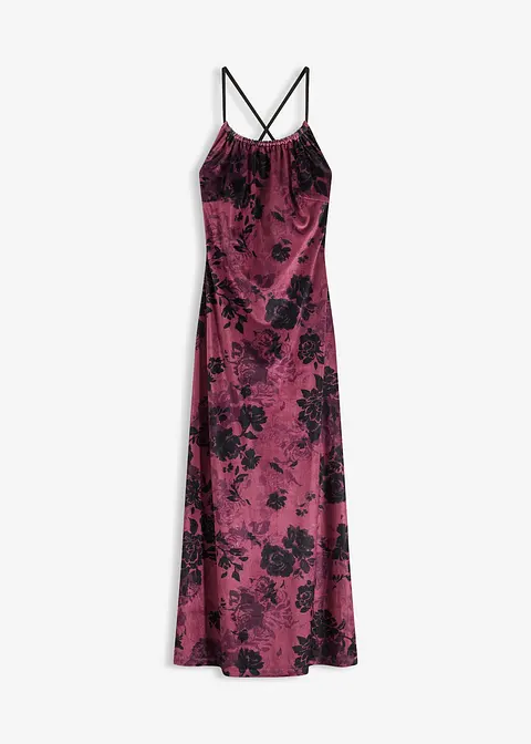 Maxikleid aus glänzendem Samt in braun von vorne - bonprix