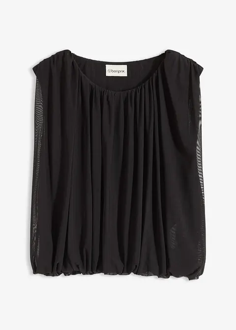 Shirt aus feinem Mesh in schwarz von vorne - bonprix