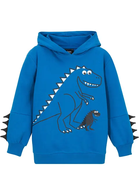 Hoodie aus reiner Bio-Baumwolle in blau von vorne - bonprix