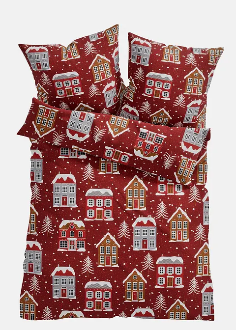 Bettwäsche mit Häusern in rot von vorne - bonprix
