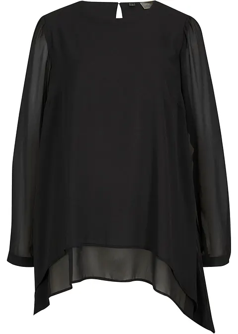 Vokuhila Long-Tunika in schwarz von vorne - bonprix