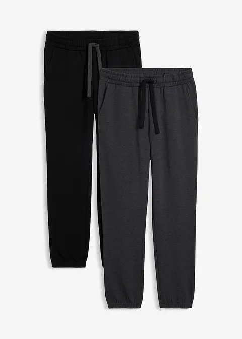 Jogginghose (2er Pack) in schwarz von vorne - bonprix