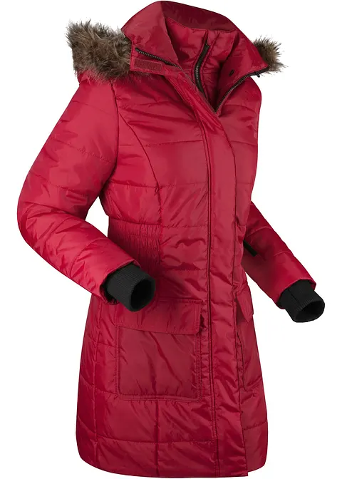 wasserabweisende Funktions-Longjacke in 2-in-1-Optik, gesteppt in rot von der Seite - bonprix