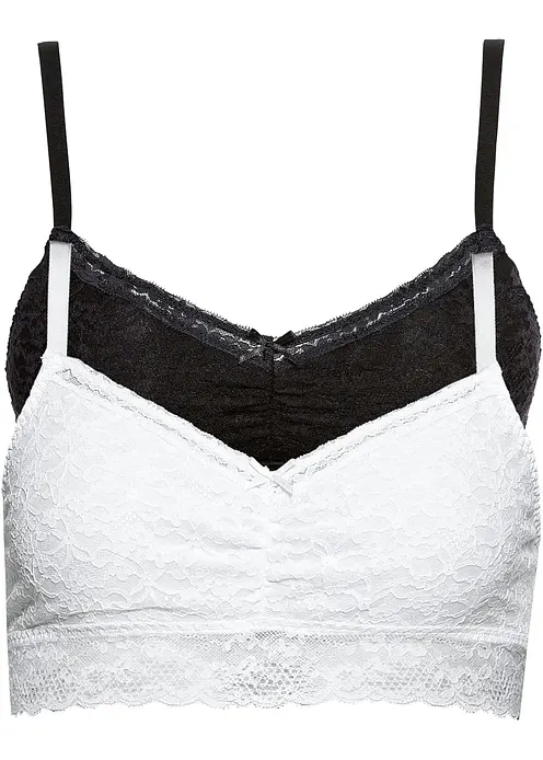 Bustier (2er Pack) in schwarz von vorne - bonprix
