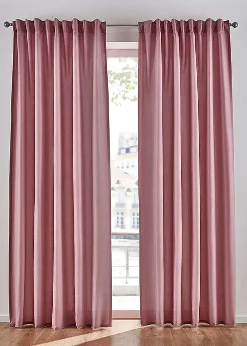 Vorhänge aus Microfaser (2er Pack) in rosa - bonprix