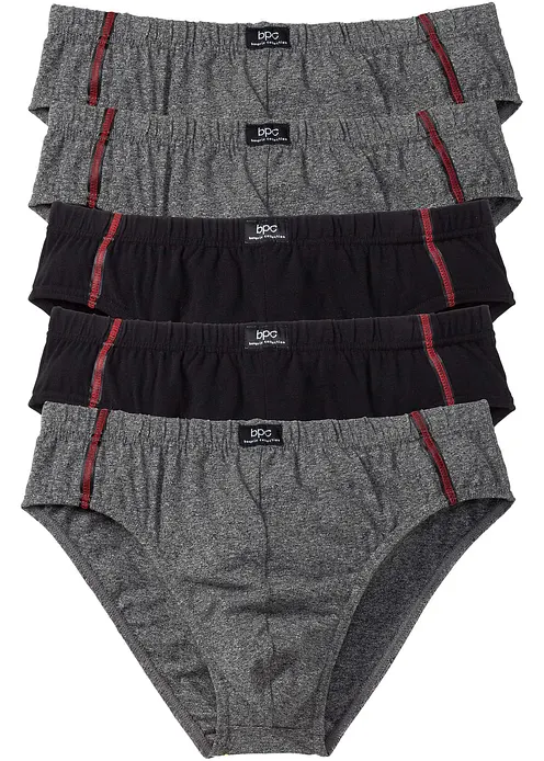 Maxislip mit Baumwolle (5er Pack) in grau von vorne - bonprix