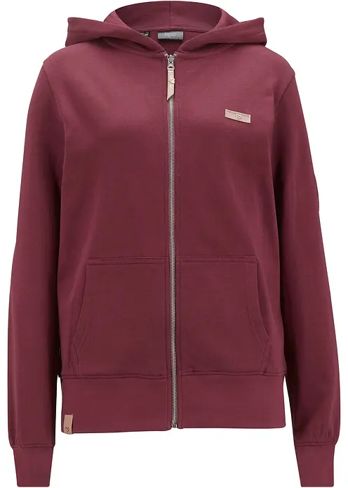 Kapuzen-Sweatjacke aus reiner Baumwolle in rot von vorne - bonprix