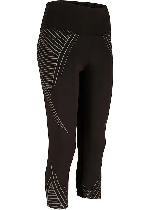 Sport-Leggings mit Tasche, 3/4-Länge in schwarz von vorne - bonprix