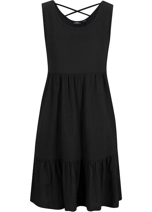 Jerseykleid aus reiner Baumwolle in schwarz von vorne - bonprix