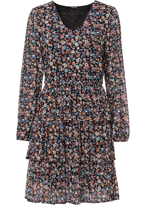 Minikleid aus Mesh in schwarz von vorne - bonprix