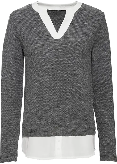 Feinstrickpullover mit Bluseneinsatz