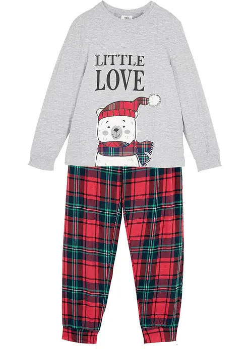 Pyjama (2-tlg. Set) in grau von vorne - bonprix