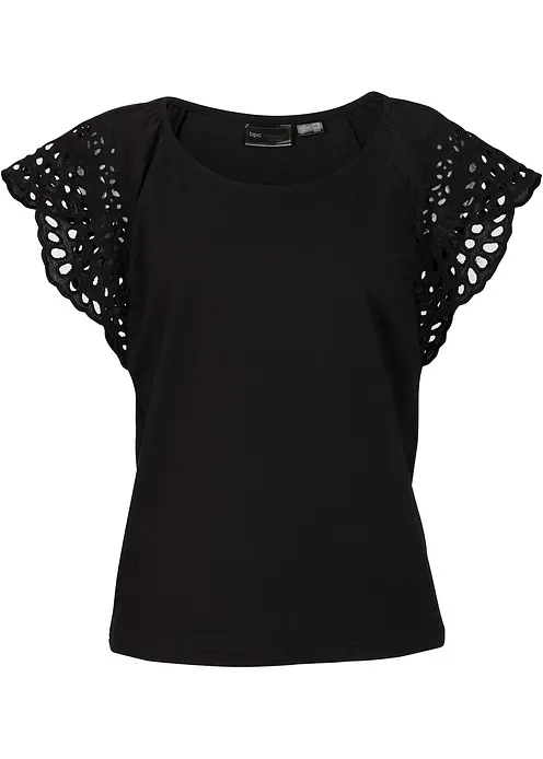 Shirt aus Baumwoll-Mix in schwarz von vorne - bonprix