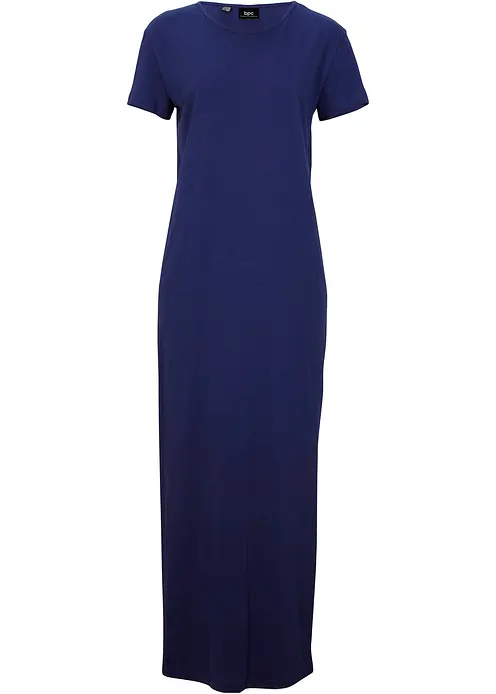 Maxikleid aus reiner Baumwolle in blau von vorne - bonprix