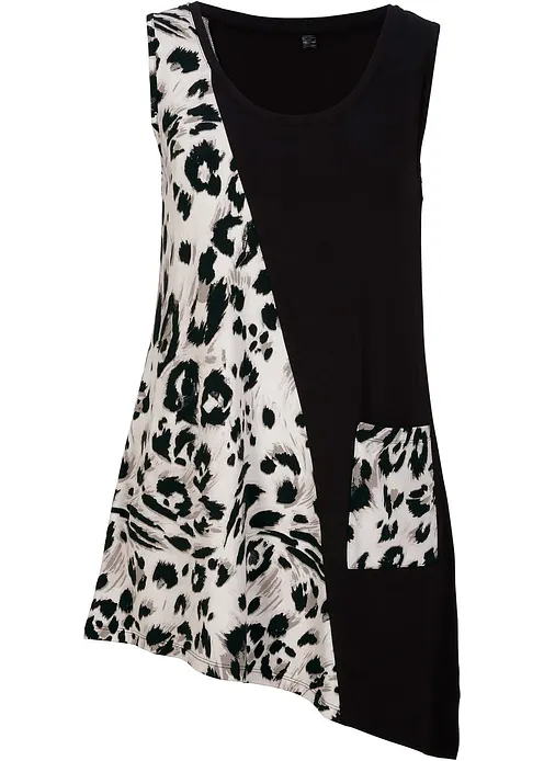 Long-Top in schwarz von vorne - bonprix