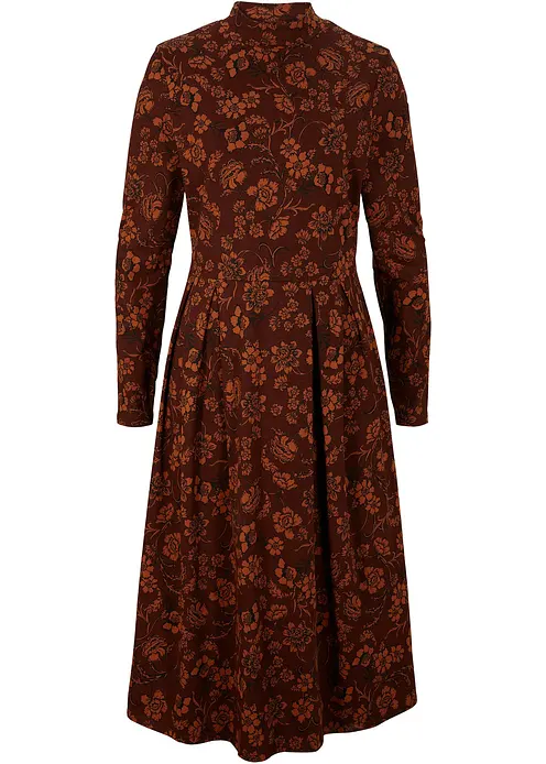 Jerseykleid mir Druck, langarm in braun von vorne - bonprix