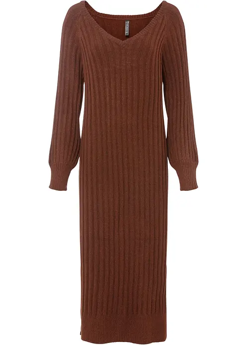 Midi-Strickkleid in braun von vorne - bonprix