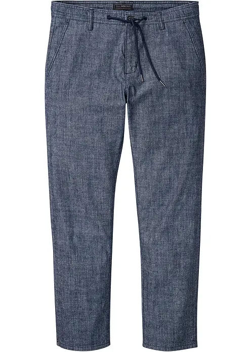 Regular Fit Chambray-Chinohose aus reiner Baumwolle, Straight in blau von vorne - bonprix