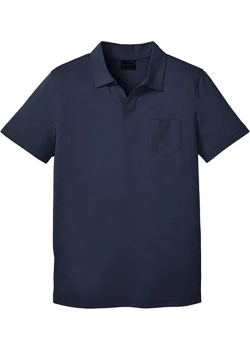 Poloshirt aus reiner Bio-Baumwolle in blau von vorne - bonprix