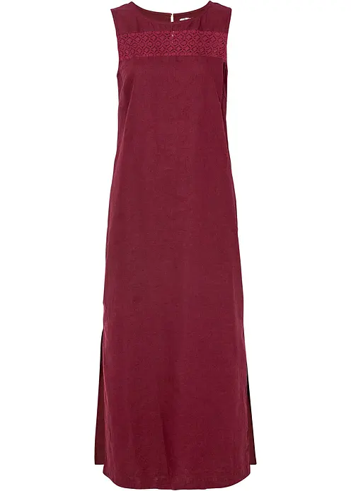 Maxi-Kleid mit Leinen in rot von vorne - bonprix