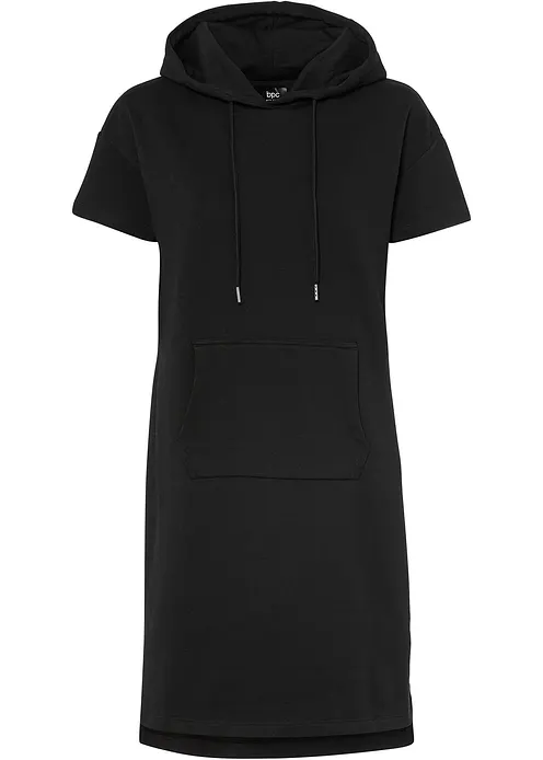 Sweatkleid mit Kapuze in schwarz von vorne - bonprix