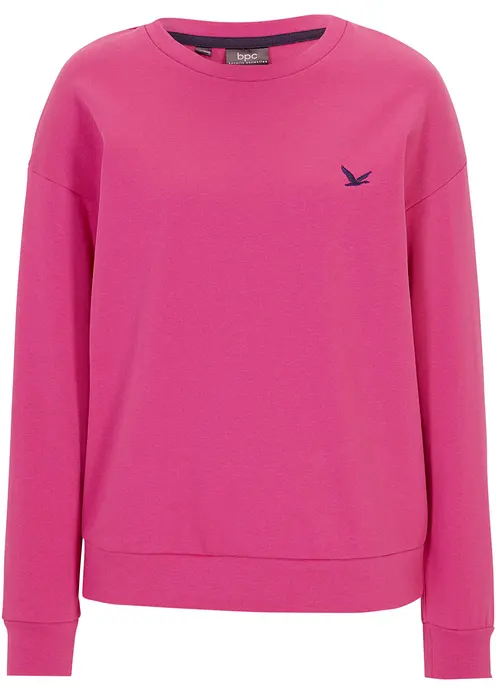 Sweatshirt mit Stickung in pink von vorne - bonprix