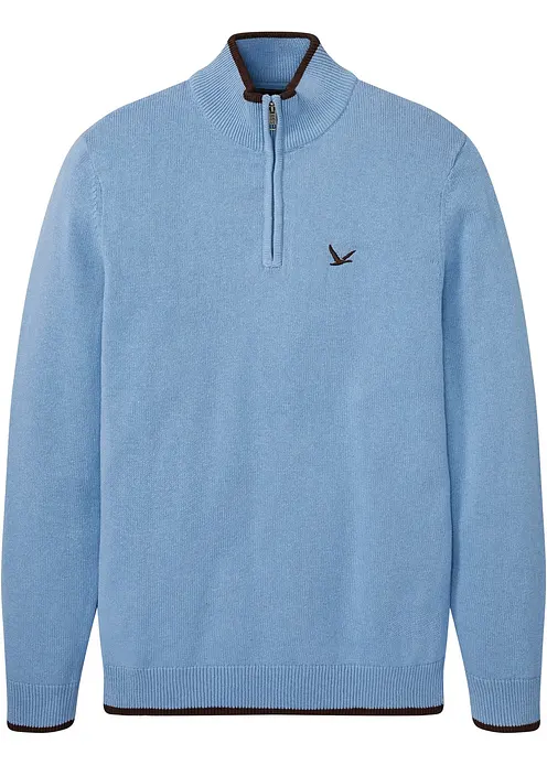 Troyer Pullover mit recycelter Baumwolle in blau von vorne - bonprix