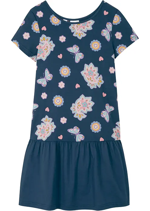 Shirtkleid aus reiner Bio-Baumwolle in blau von vorne - bonprix