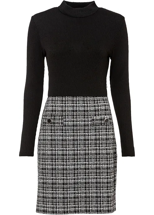 Minikleid aus fließendem Viskose-Mix in schwarz von vorne - bonprix