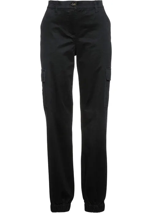 Cargo-Hose aus Baumwolle mit Stretch in schwarz von vorne - bonprix