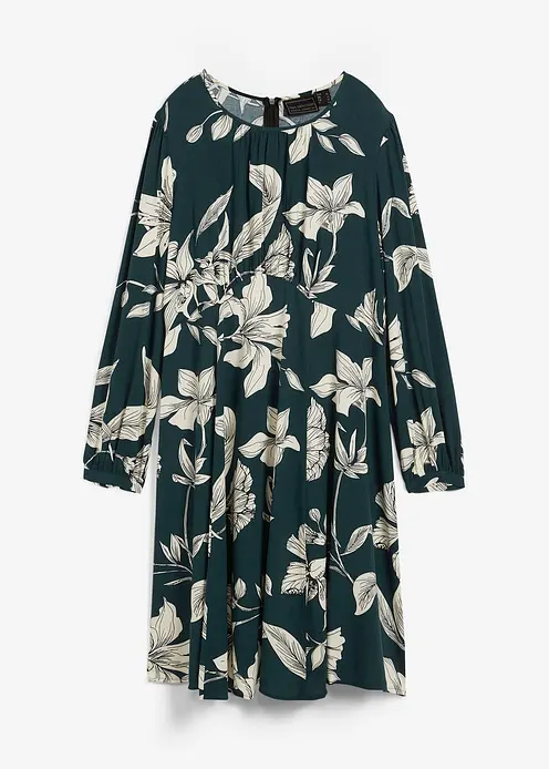 Schwingendes Kleid aus Viskose in grün von vorne - bonprix