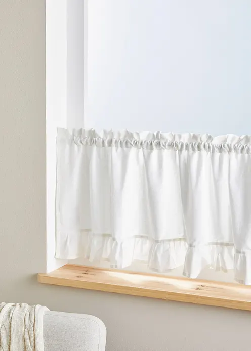 Bio Baumwoll Scheibengardine mit Rüschen in weiß - bonprix