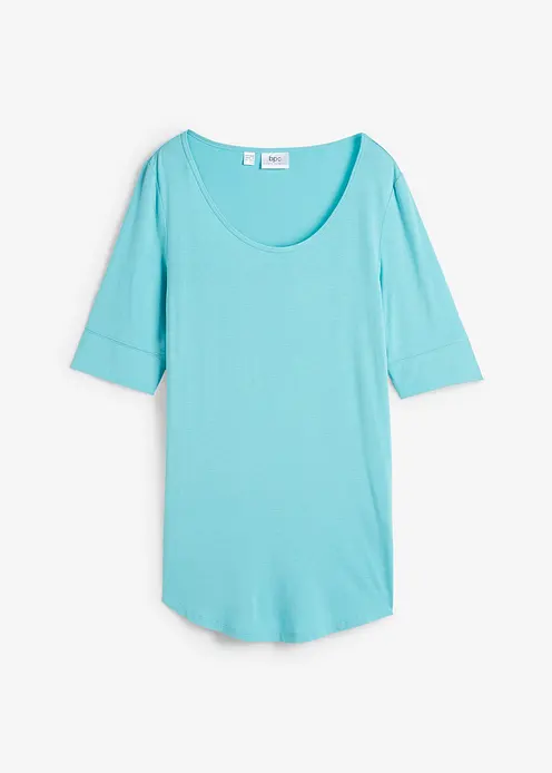 Long-Shirt aus softer Viskose in blau von vorne - bonprix