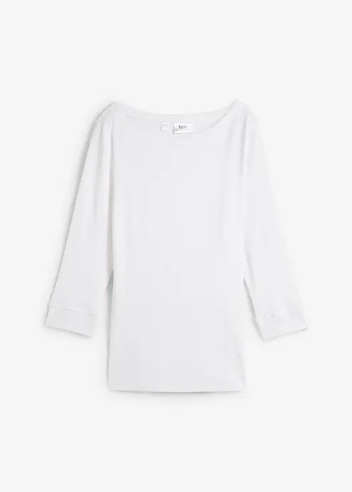 Langarmshirt aus reiner Bio-Baumwolle in weiß von vorne - bonprix