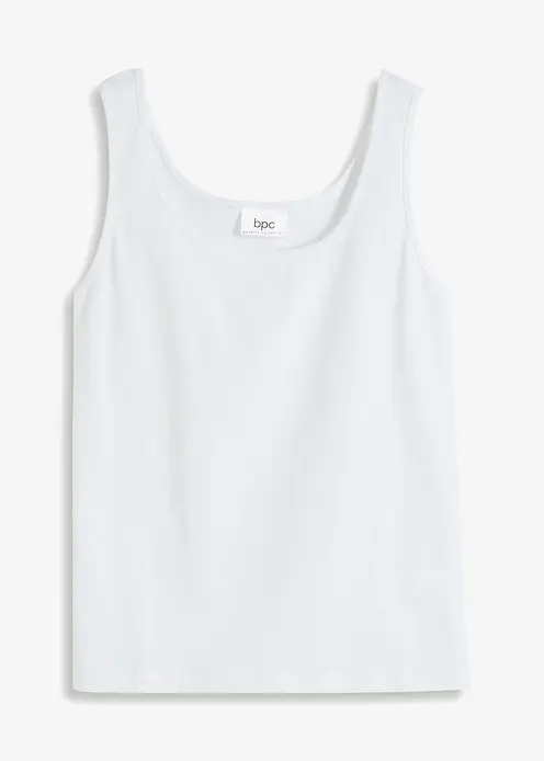 Ripp-Top aus reiner Baumwolle in weiß von vorne - bonprix