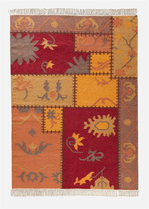 Kelim-Teppich in Patchworkoptik in orange - bonprix