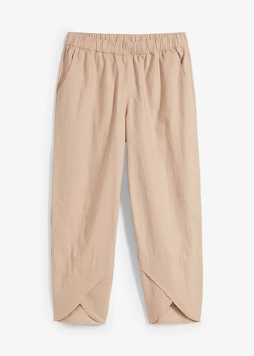 3/4-Hose aus leichtem Leinen-Mix in beige von vorne - bonprix