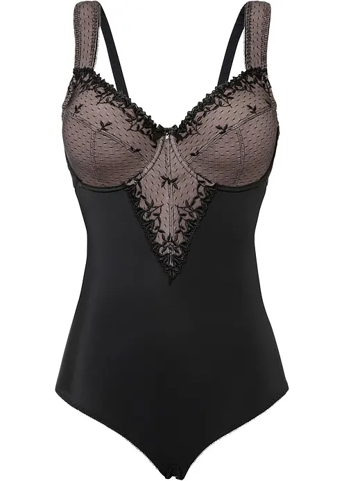 Minimizer-Body mit Stickerei in schwarz von vorne - bonprix