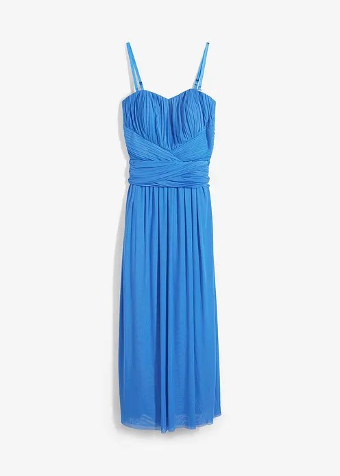 Maxikleid aus Mesh mit Tragevarianten in blau von vorne - bonprix