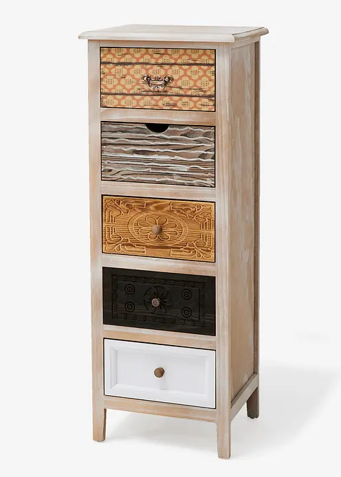 Kommode mit 5 Schubladen in beige von vorne - bonprix