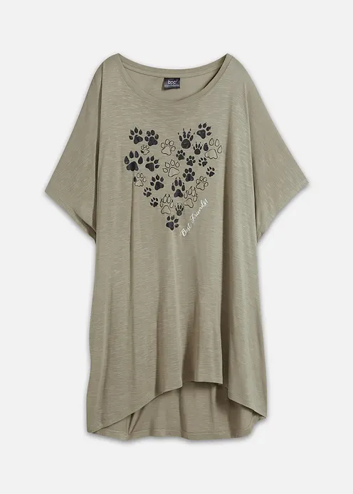 T-Shirt aus fließender Viskose in grün von vorne - bonprix