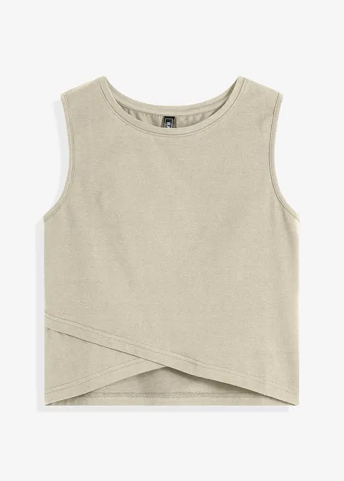 Cropped Top aus weichem Baumwoll-Mix in beige von vorne - bonprix
