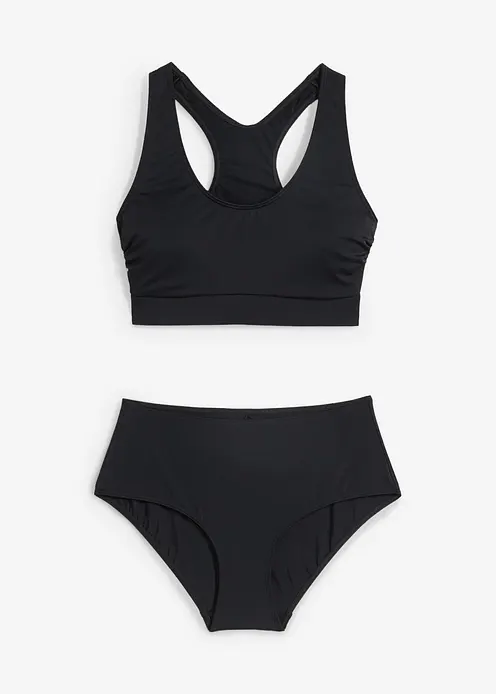 Bustier-Bikini mit Ringerrücken (2-tlg. Set) in schwarz von vorne - bonprix