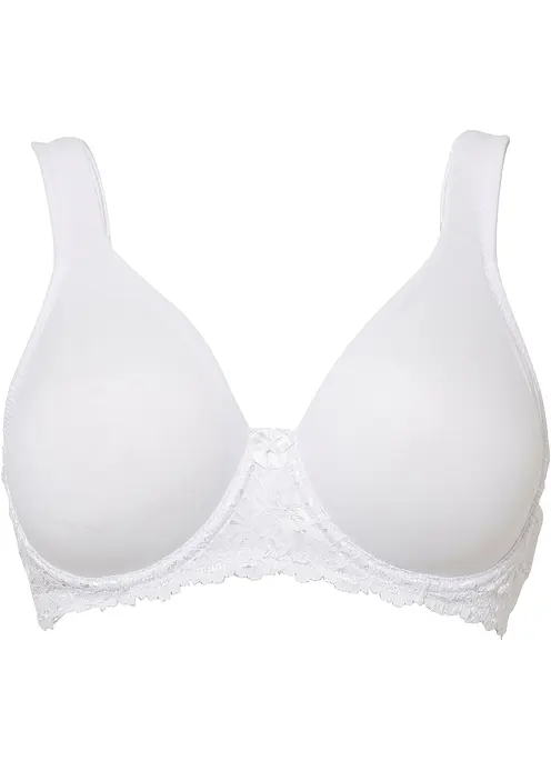 T-Shirt-BH mit gepolsterten Trägern in weiß von vorne - bonprix