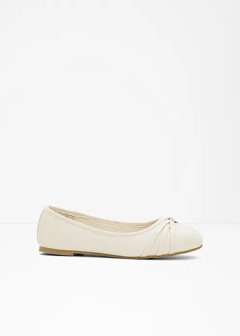 Komfort-Ballerinas in bequemer Weite in beige von vorne - bonprix