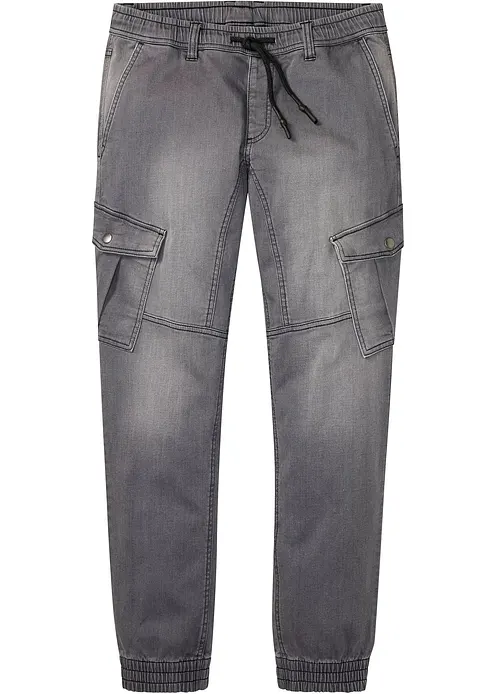 Regular Fit Jeans-Jogger mit Komfortbund, Straight in grau von vorne - bonprix