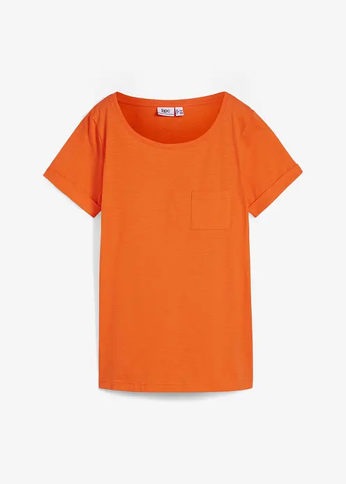 T-Shirt aus reiner Bio-Baumwolle in orange von vorne - bonprix