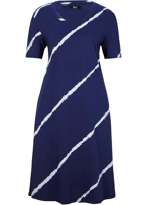 Jerseykleid aus Bio-Baumwolle in blau von vorne - bonprix