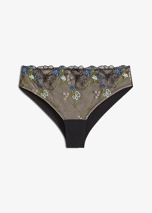 Brazilslip mit edler Stickerei in schwarz von vorne - bonprix