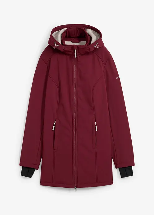 Funktions-Softshell-Longjacke mit Teddyfleece in rot von vorne - bonprix